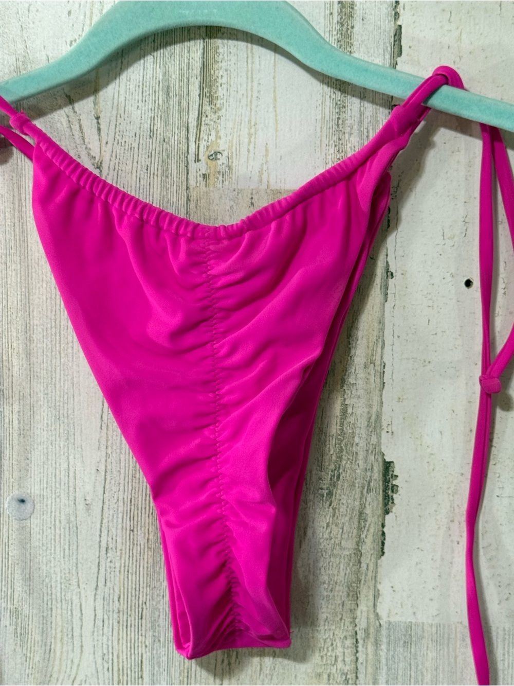 Hot Pink String Bikini Bottom Ruched Backside - Picture 5 of 6